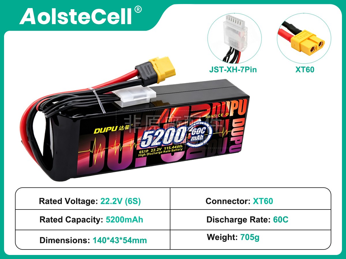 AolsteCell 22.2V 6S 5200MAH 60C XT60副廠電池