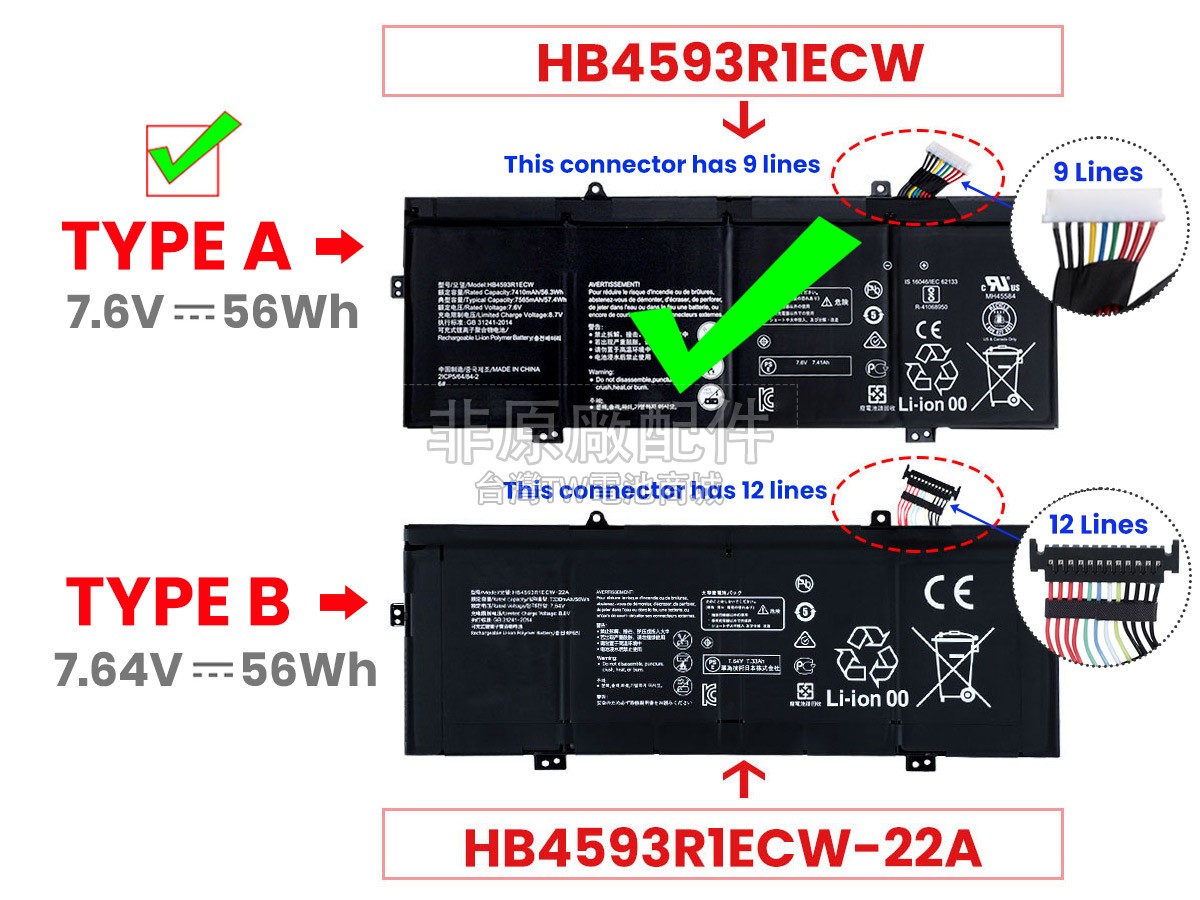 Huawei MATEBOOK X PRO 2020副廠電池