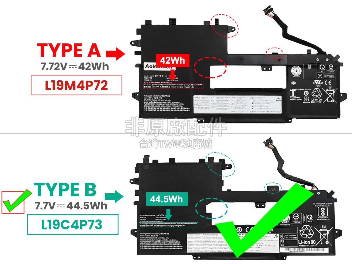 Lenovo ThinkPad X1 TITANIUM GEN 1-20QA005CAT副廠電池