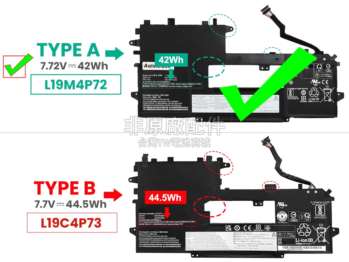 Lenovo ThinkPad X1 TITANIUM GEN 1-20QA005CAT副廠電池